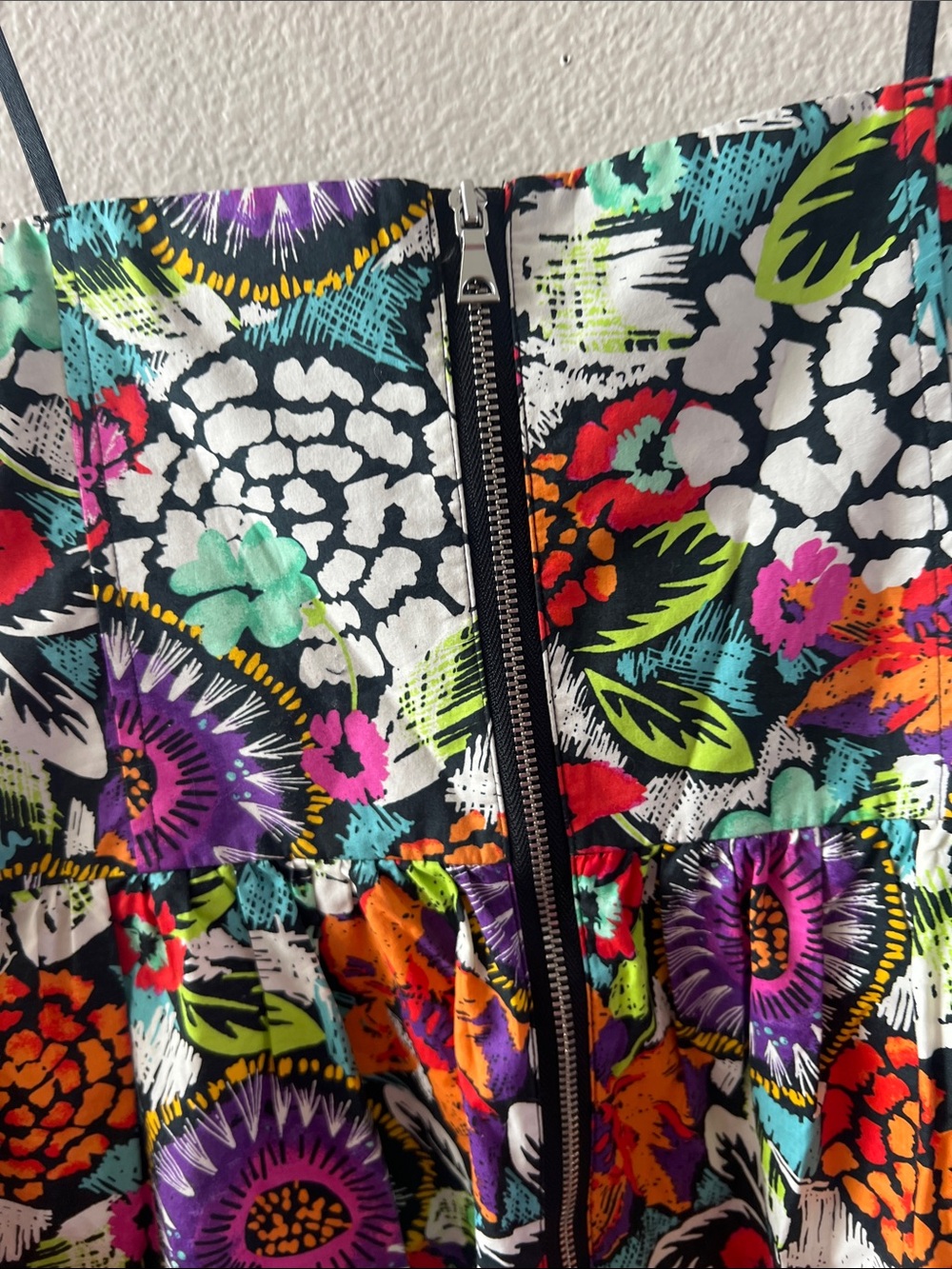 Moda International Black Floral Print Cotton Dress with Multicolor Blooms - Picture 7 of 9